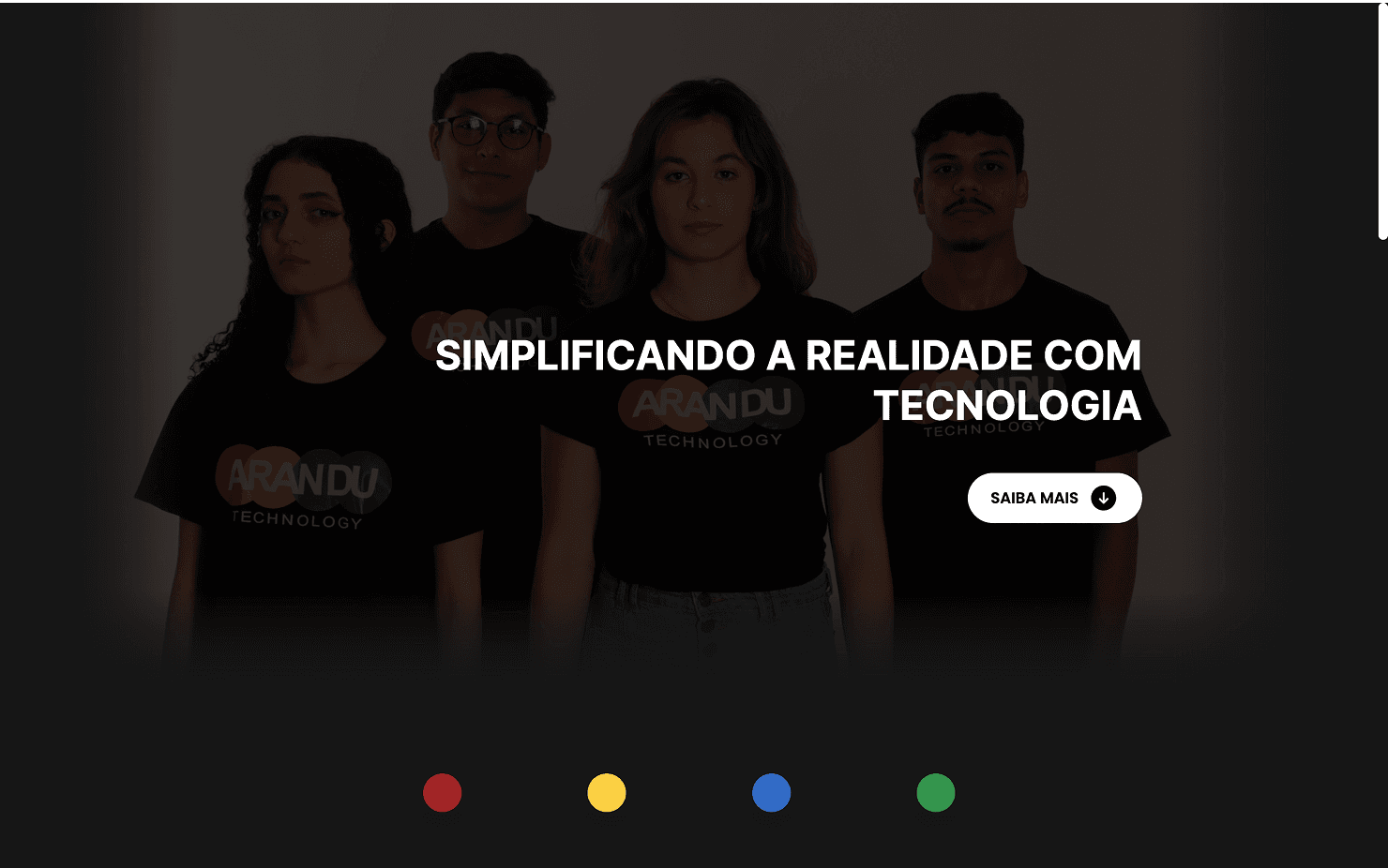 Imagem da Landing Page da Arandu Technology