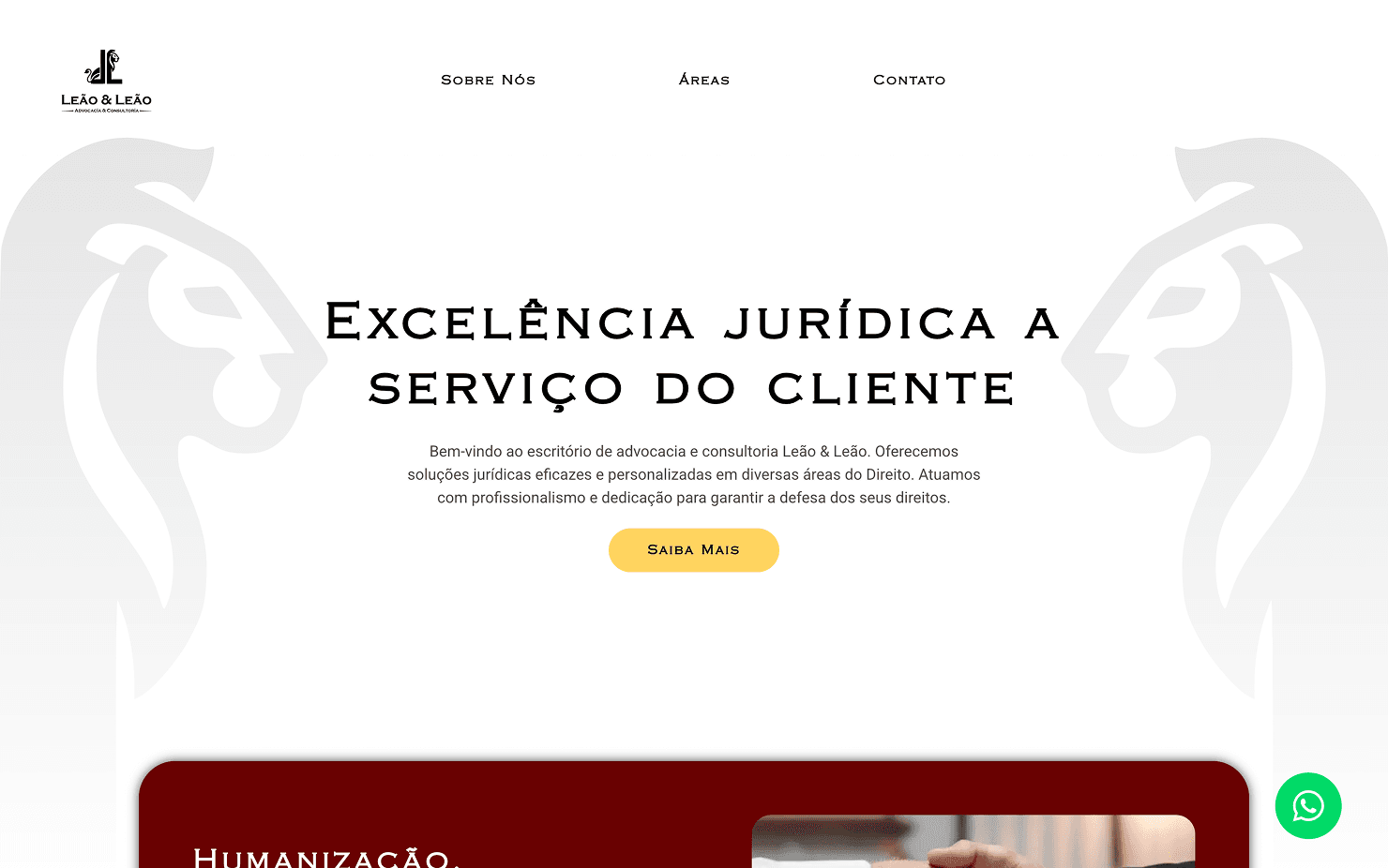 Imagem da Landing Page da Leão e Leão