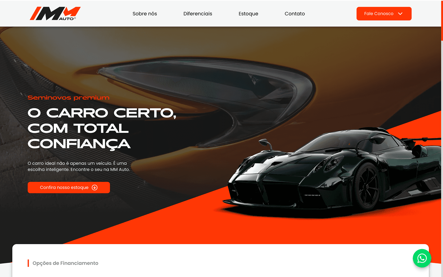 Imagem da Landing Page da MM Auto